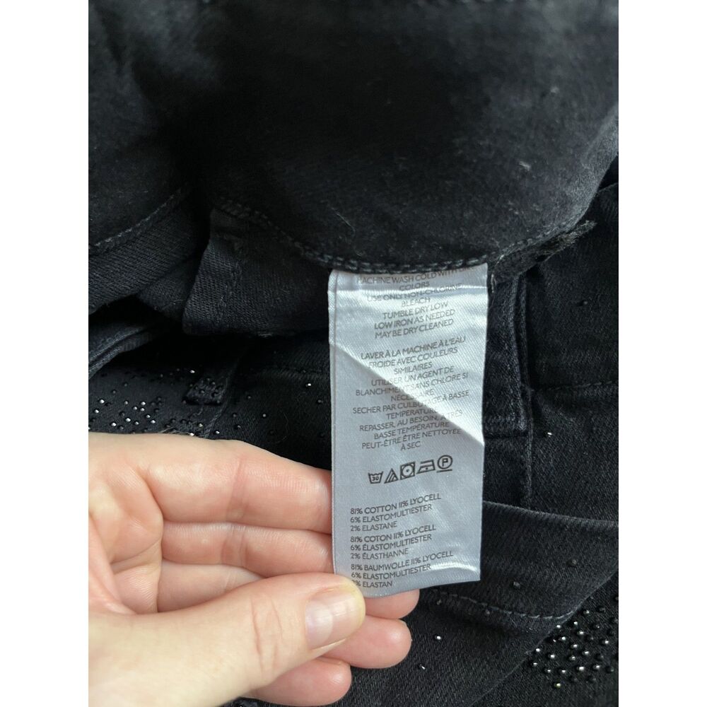 Anthropologie Maeve Colette Sparkle Crop High Rise Wide Leg Jeans Sz 28 Black - Picture 11 of 12